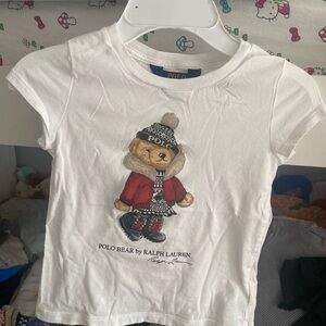 Polo Bear girls toddler size 4T by Ralph Lauren Kids White Tee with Bear Design